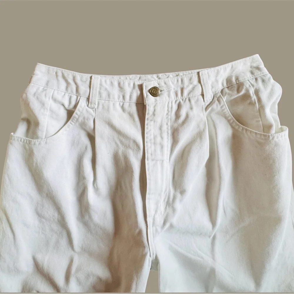 Talbots White High Waist Pleated‎ tapered Jeans Size 10 Long